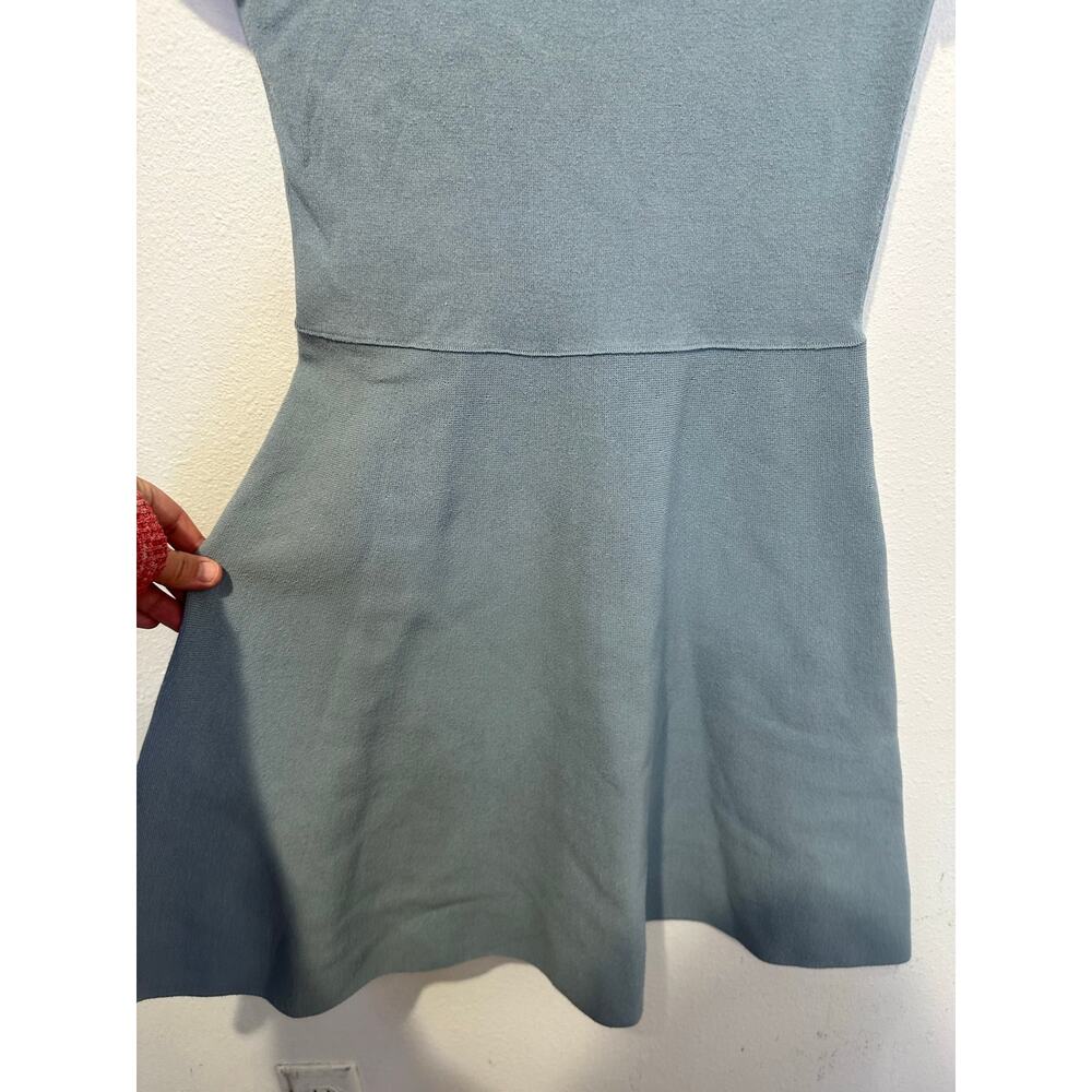 RED VALENTINO Blue Point D'esprit-trimmed Ruffle Stretch Knit Mini Dress size S - Picture 8 of 12